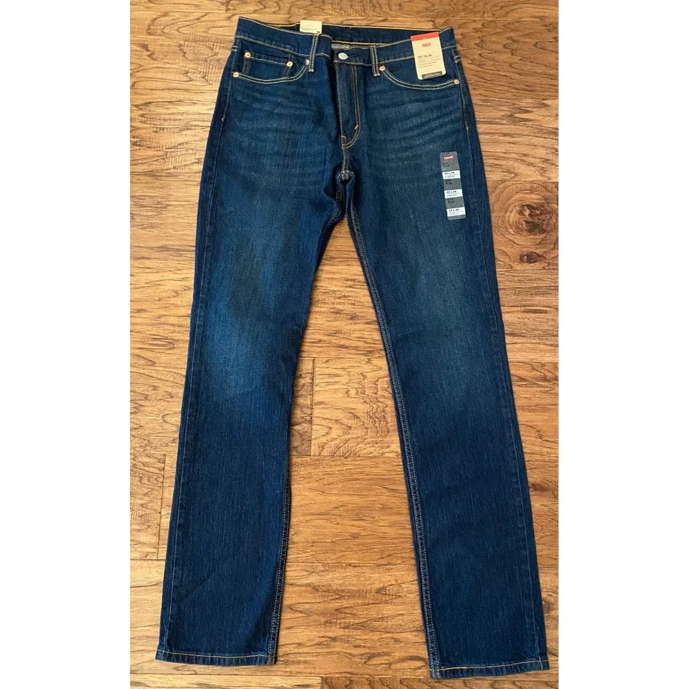 Levis 511 Slim Fit Stretch Jeans Mens 33x34 Dark Indigo Blue Denim 045115523